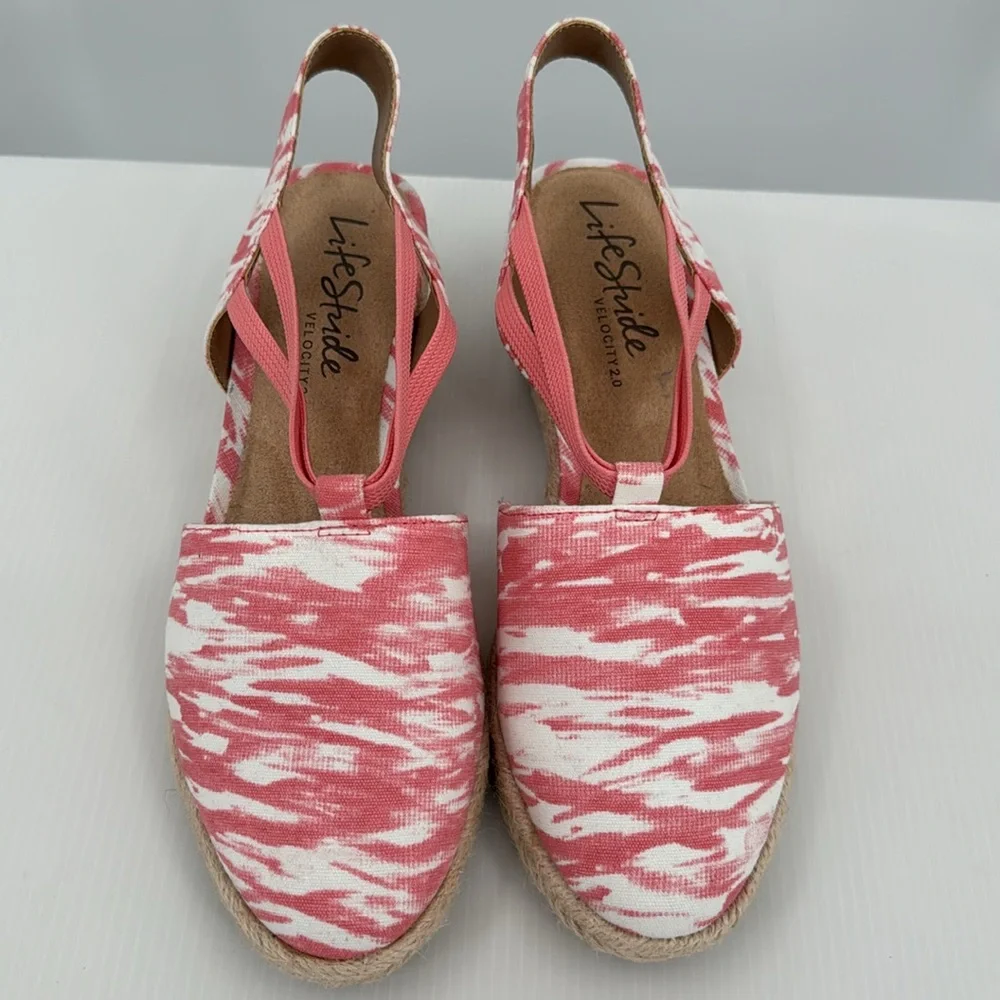 Life Stride Velocity 2.0 Katrina 2 size 7 Pink & White Espadrille New‎